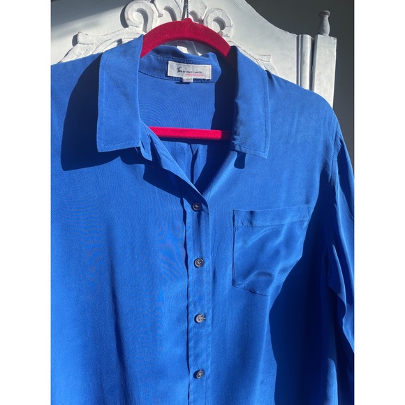 💙NWOT Vince Camuto 100%silk button down blue blouse - Picture 12 of 13